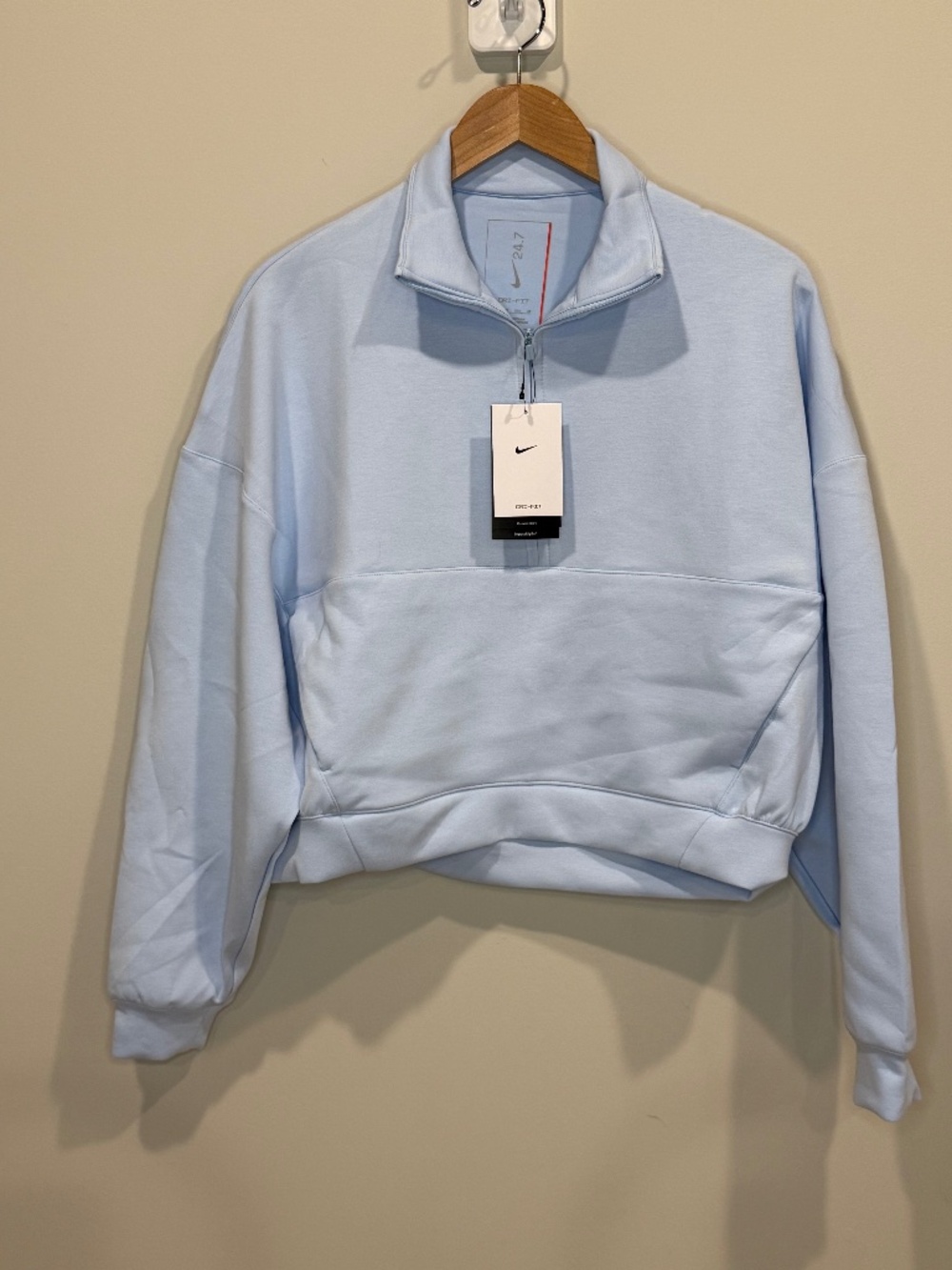 🩵 Nike 24.7 ImpossiblySoft Dri-FIT Oversized 1/2 Zip Top Blue Women’s XS NWT